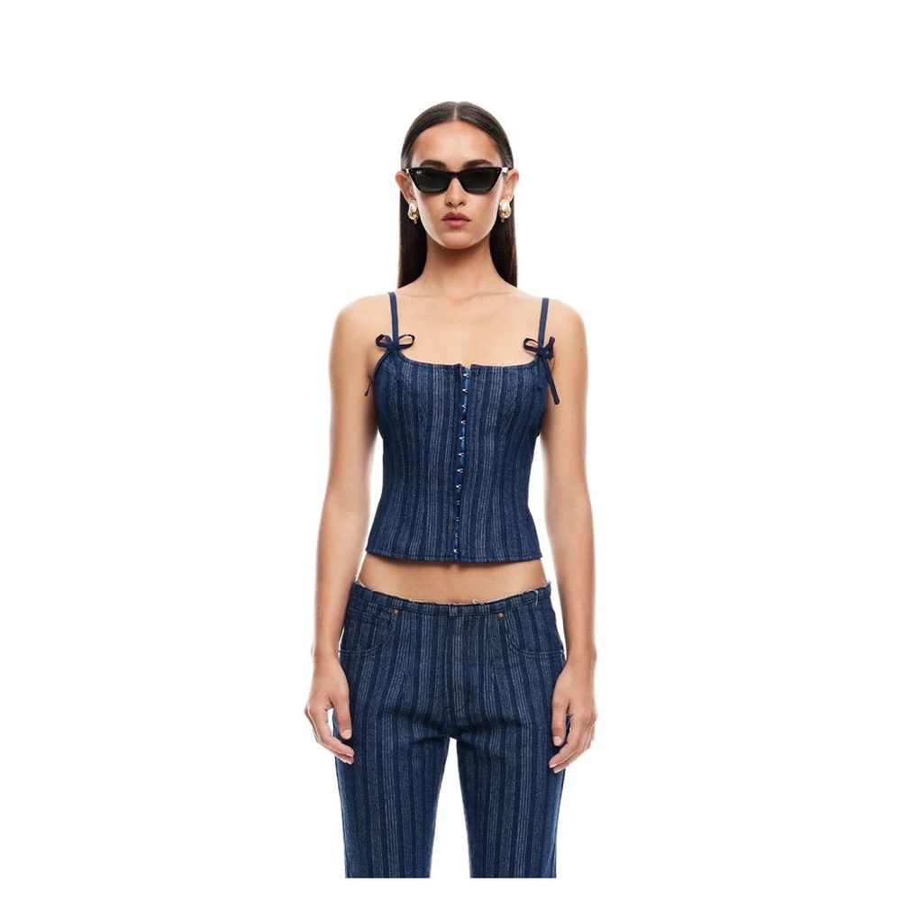 Lioness CHARISMATIC DENIM CORSET | DARK PINSTRIPE C40